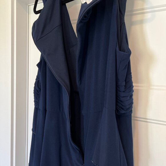 PATRA Navy Jersey Sleeveless Tiered Beaded Formal Evening Gown, Size 24W - Picture 9 of 12
